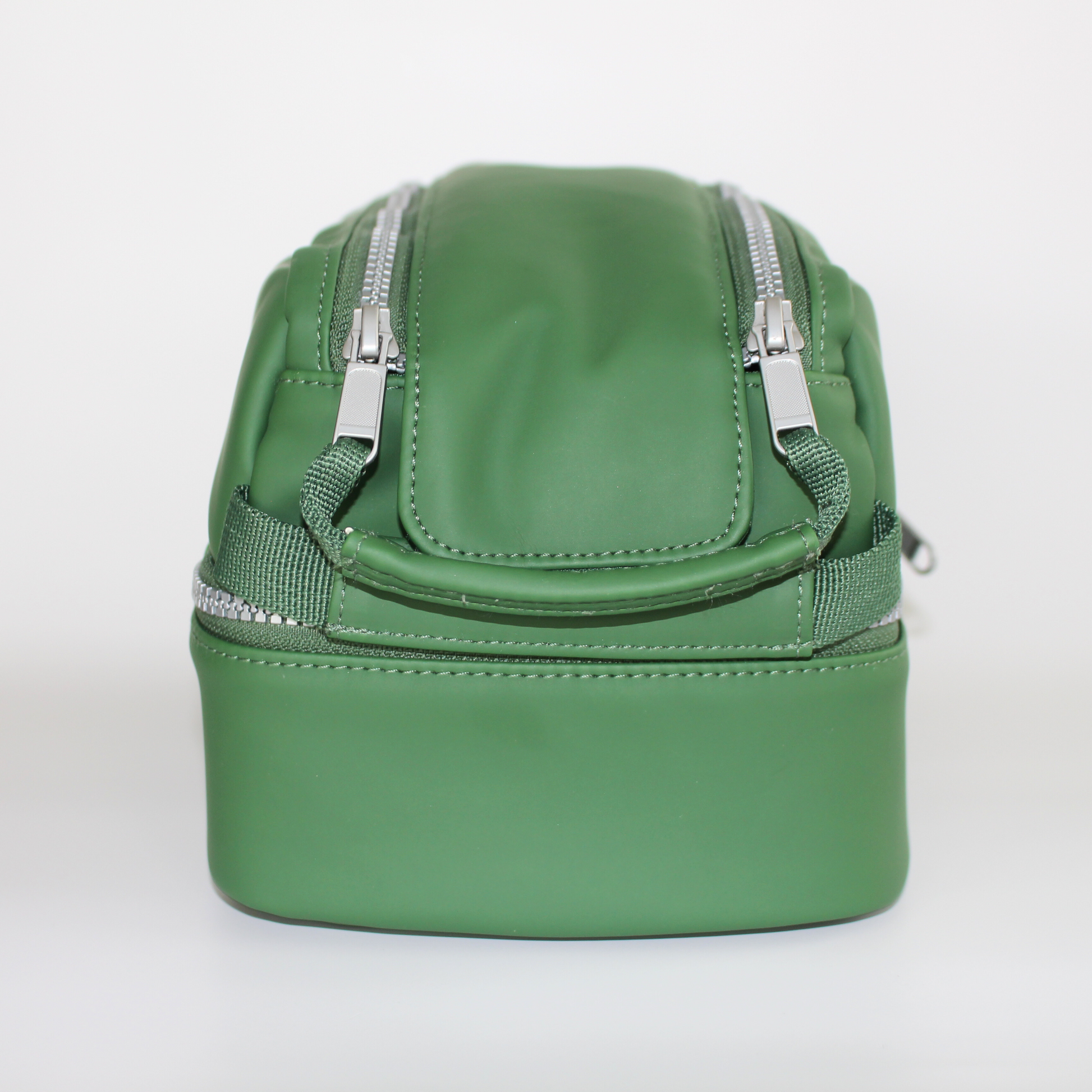 Green diabetes travel bag on a light gray background